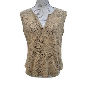GAP -1530‎ Women's Sleeveless Muscle Tank Top Small S Beige Black Leopard Print